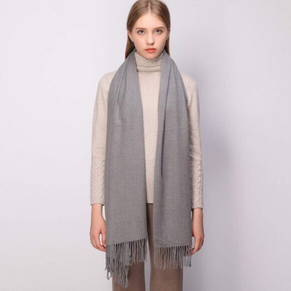 ⚡Women's Gray Pashmina Shawls Evening Dress Bridesmaid Winter Warm Long Scarf - Picture 4 of 7